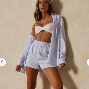 MISSPAP Striped Oversized Shirt And Shorts Co-Ord  Set Size 8